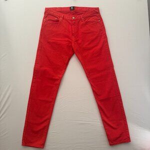 Tapered-Fit "Bright Red" Cotton-Stretch Pants